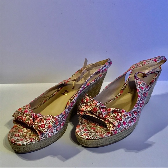 Unisa floral wedged open toe shoe with bow - Picture 2 of 8